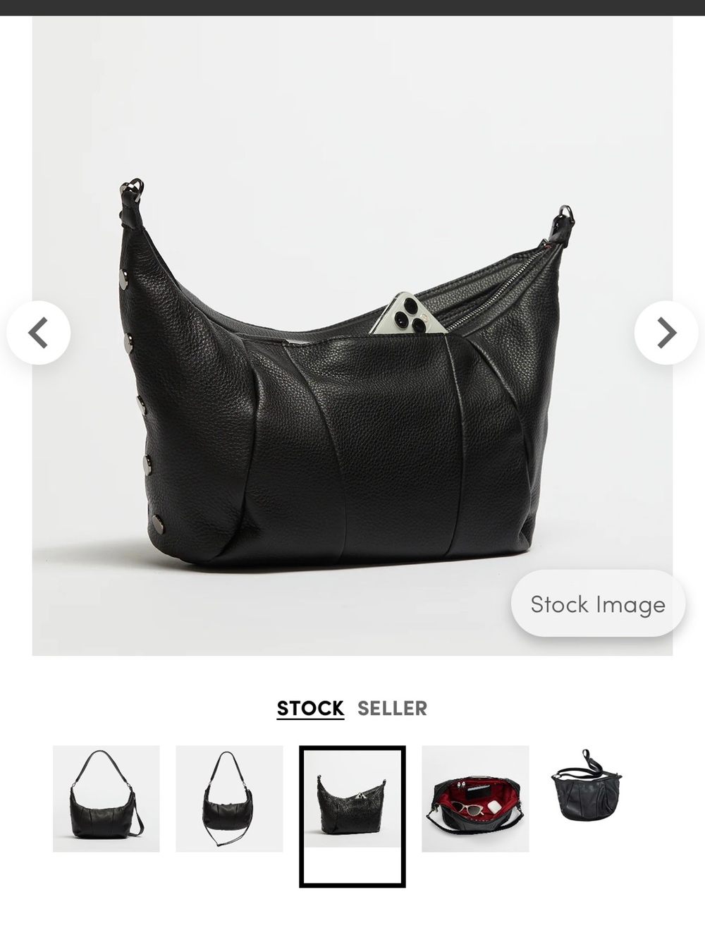 Hammitt- Morgan Black/Gunmetal  Leather Shoulder Bag